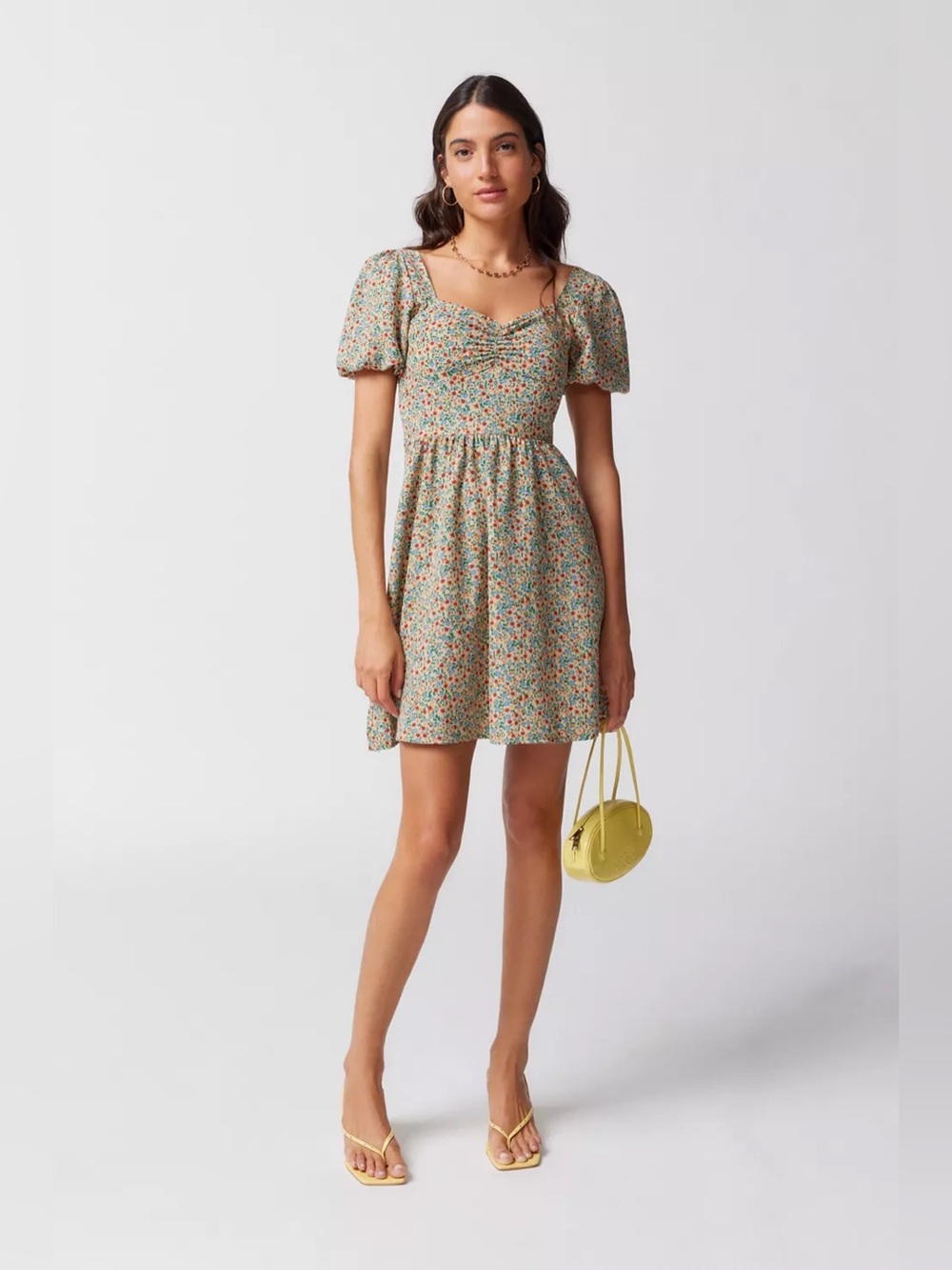 Daisy Street Ditsy Floral Puff Sleeve Mini Dress Plus Size 6X UK 28